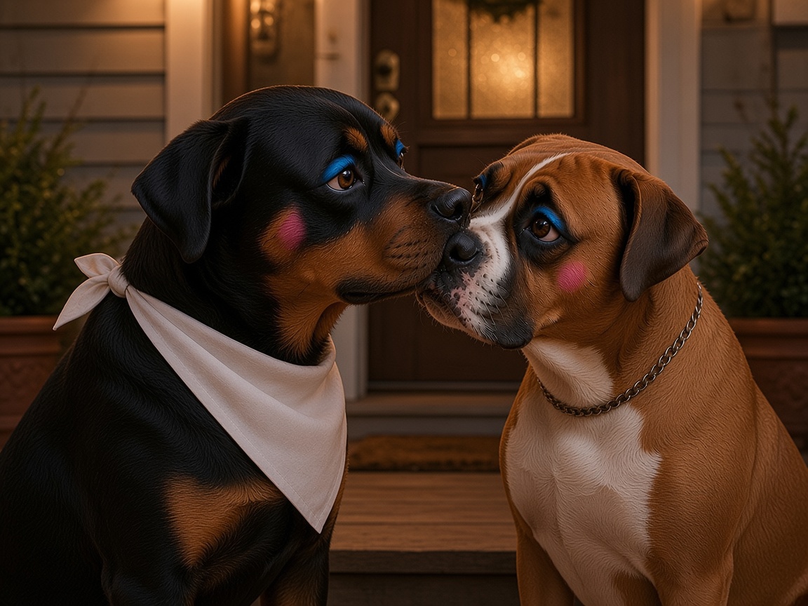 Reconstruction panel: surrounded by puppies, happily ever after