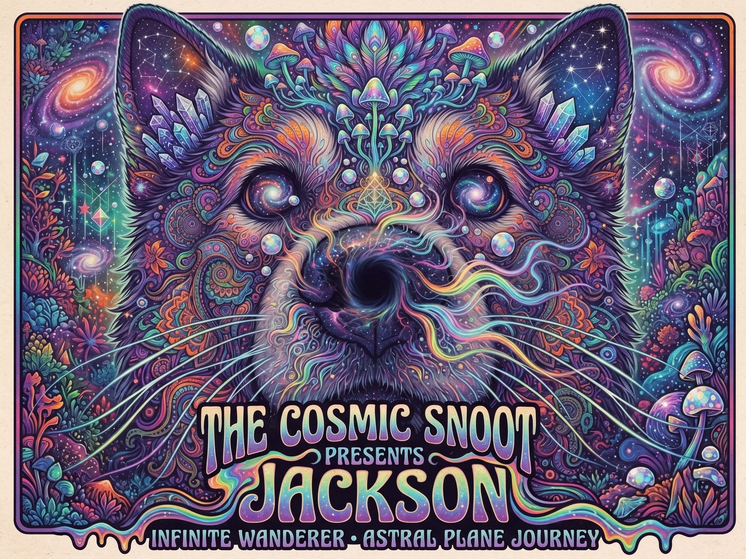 Psychedelic gig poster variant of The Cosmic Snoot