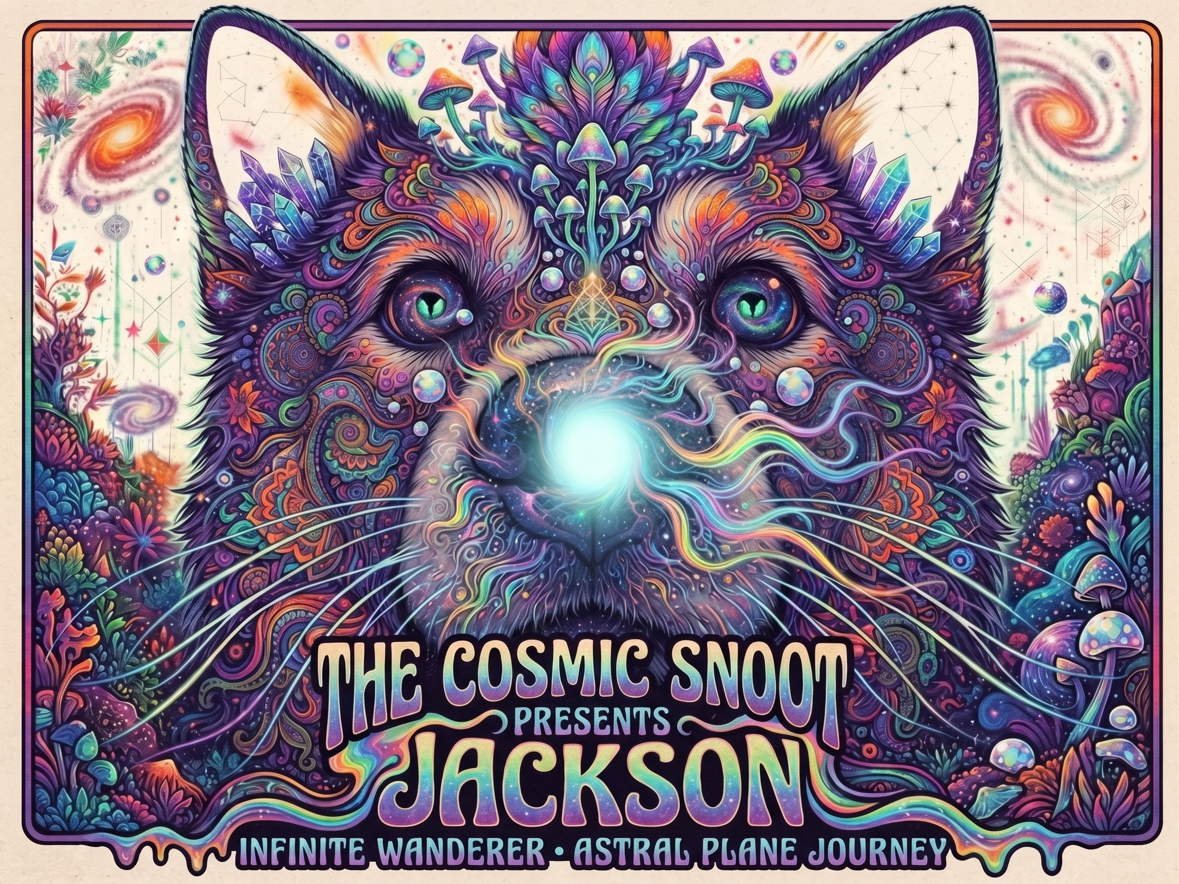 Psychedelic gig poster variant of The Cosmic Snoot